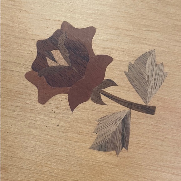 Wooden Tray with Rose Inlay - Picture 2 of 3